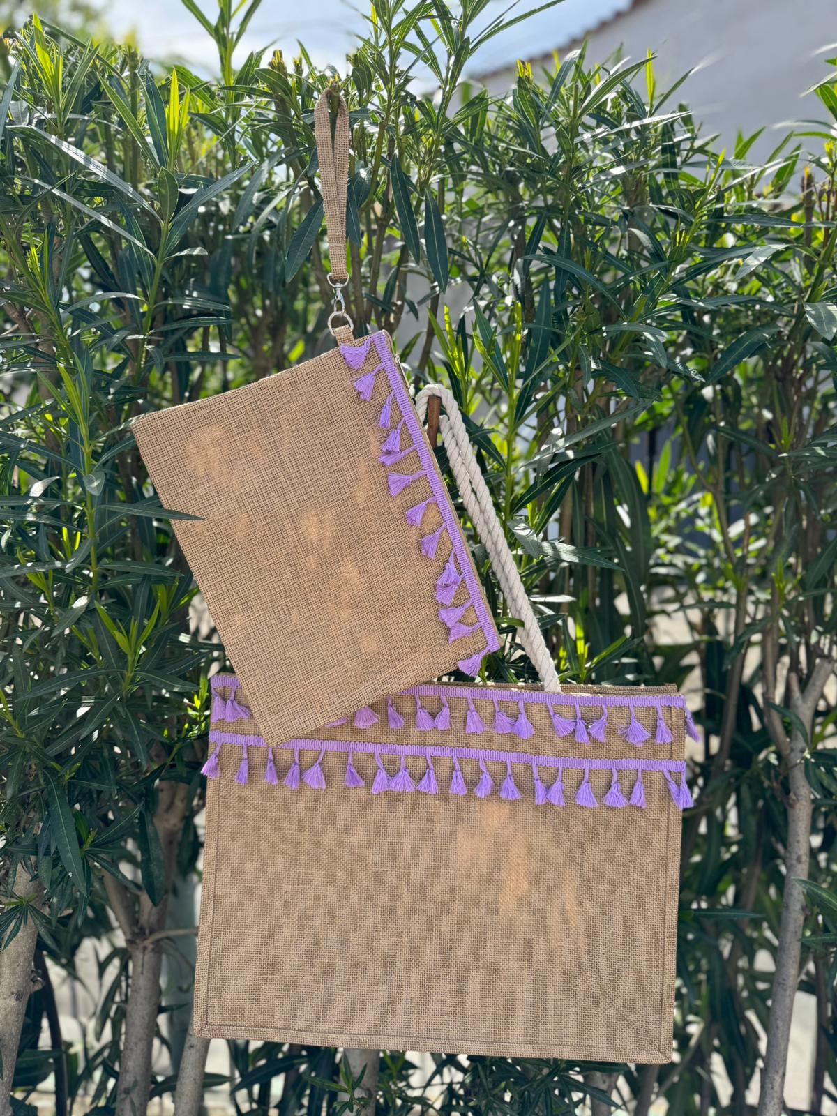 Borsa frange in juta