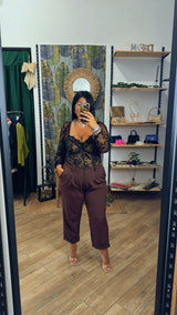Tailleur bottoncino marrone
