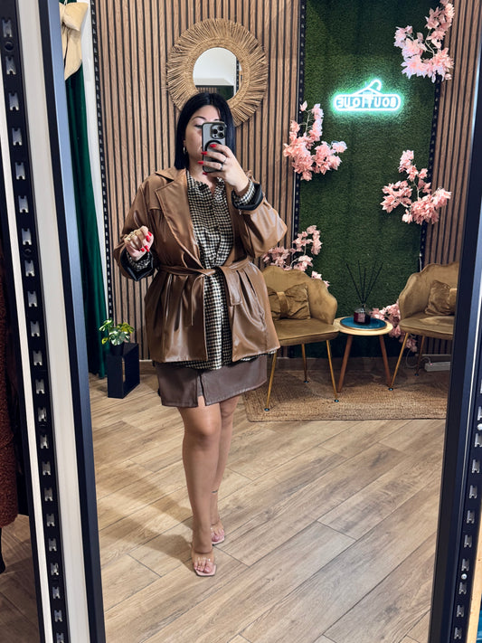 Giacca lunga ecopelle