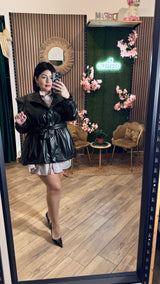 Giacca pelle con cintura